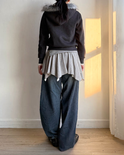 JK043 Trimmed Zip-up Jacket - Ivory | Gray