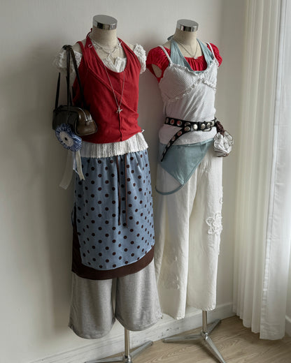 SK219 DotDot Skirt - Skyblue | Charcoal