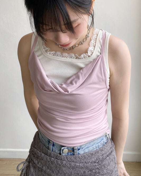VT247 Twins Lace Vest - Pink | Gray