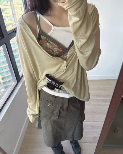 TP616 V-neck Button Sweatshirt - 6colour