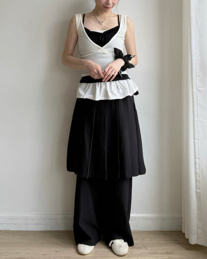 VT303 Frill Button Vest - Ivory | Khaki | Black