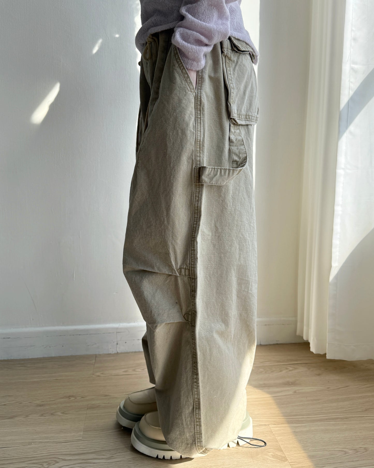 PT076 Ribbed Pants - Beige | Black