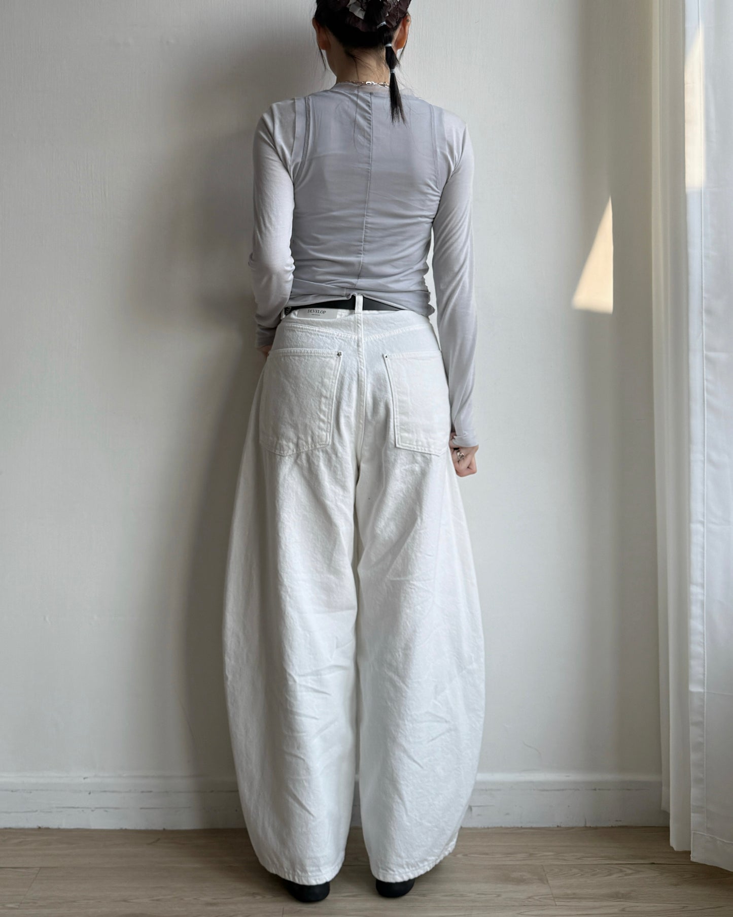 TP577 Mesh Shirring Twinset - White | Gray | Black