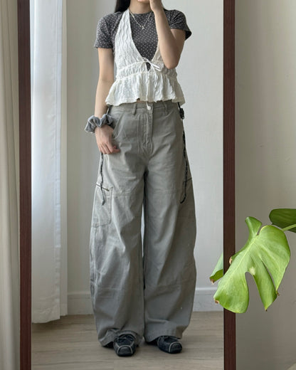 TP601 Floral Top - Gray | White | Navy