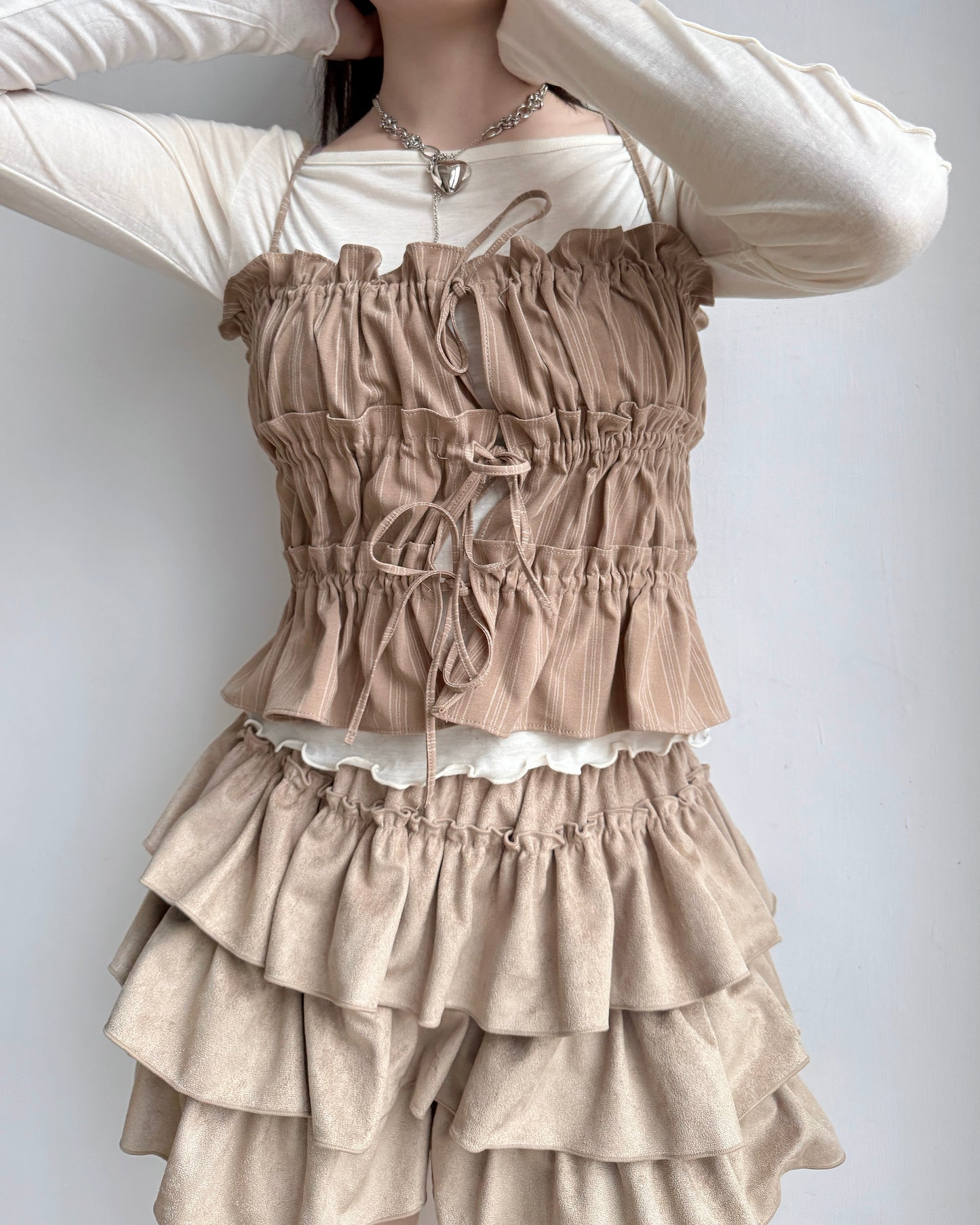 SK202 Suede Skirt Pants - Black | Beige