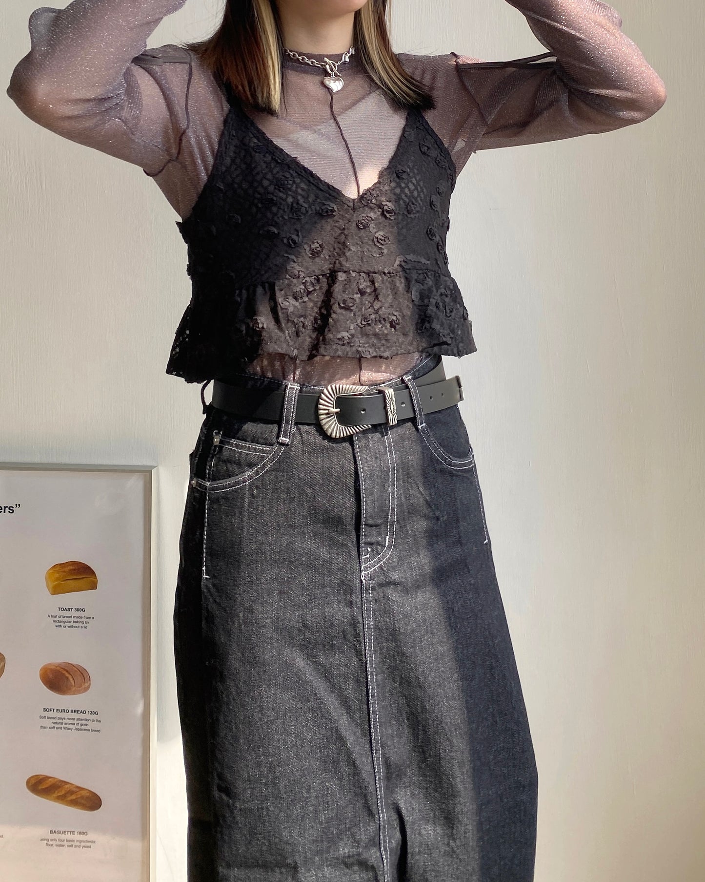 現貨 TP485 JP 2way Sheer Top - Blue | Charcoal