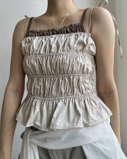 VT321 2way Shirred Layer Vest&Skirt - White | Black | Beige
