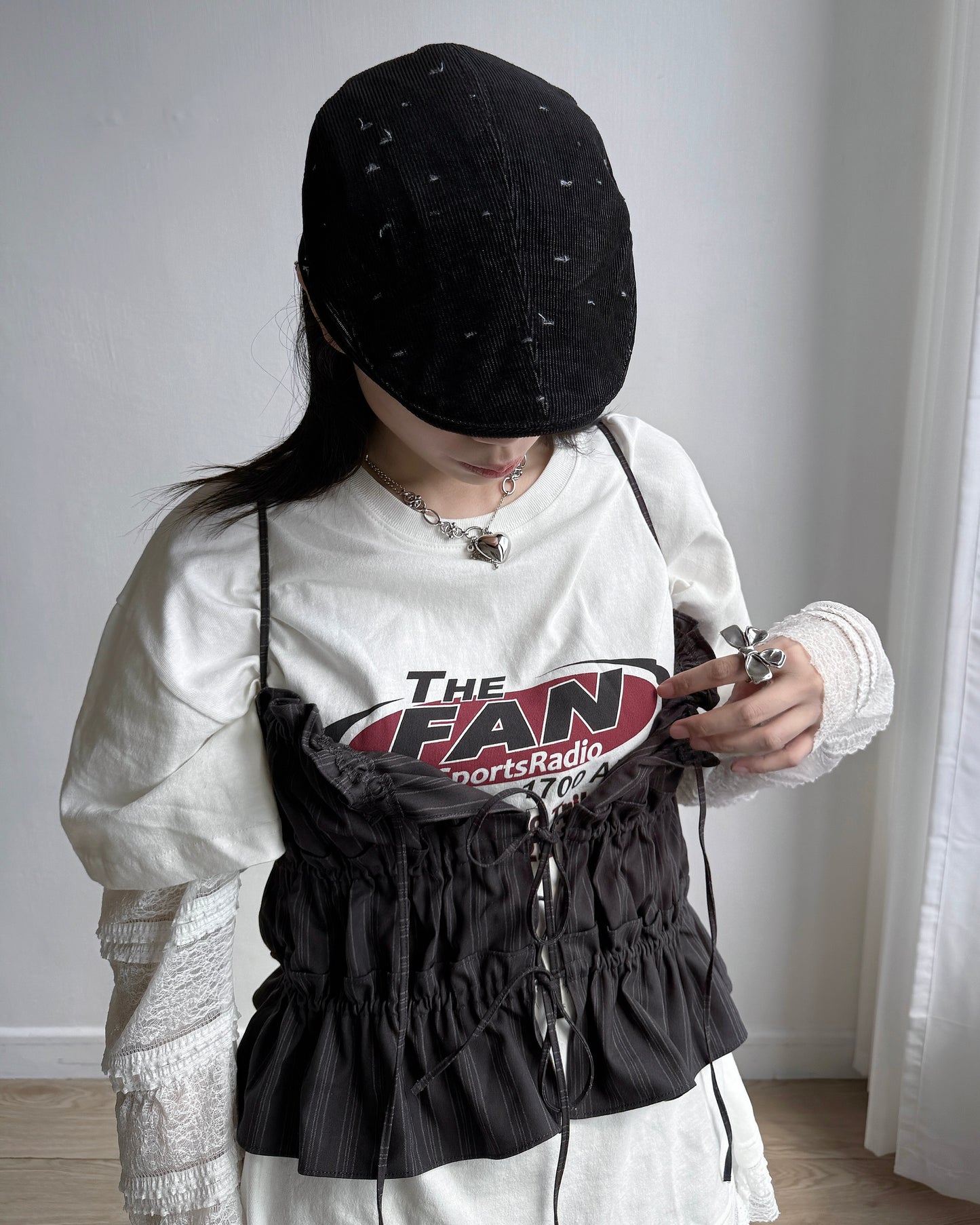 TP552 Layered TEE - Black | White