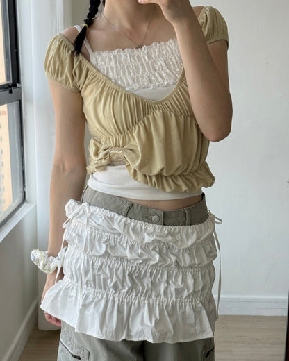 TP605 Shirred Top - Ivory | Butter | Brown