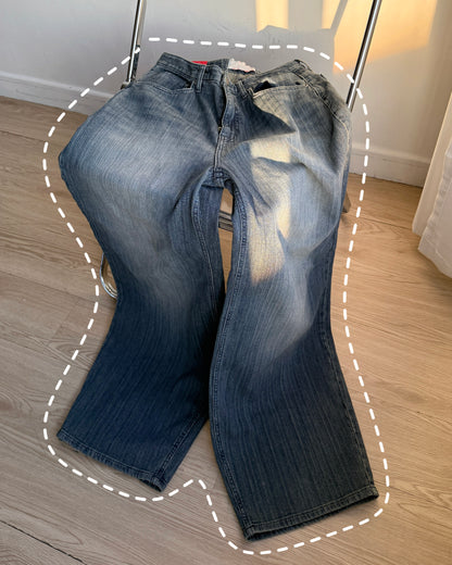 JN063 [ OOTJ ] Vintage Mid-Wash Wide Jeans