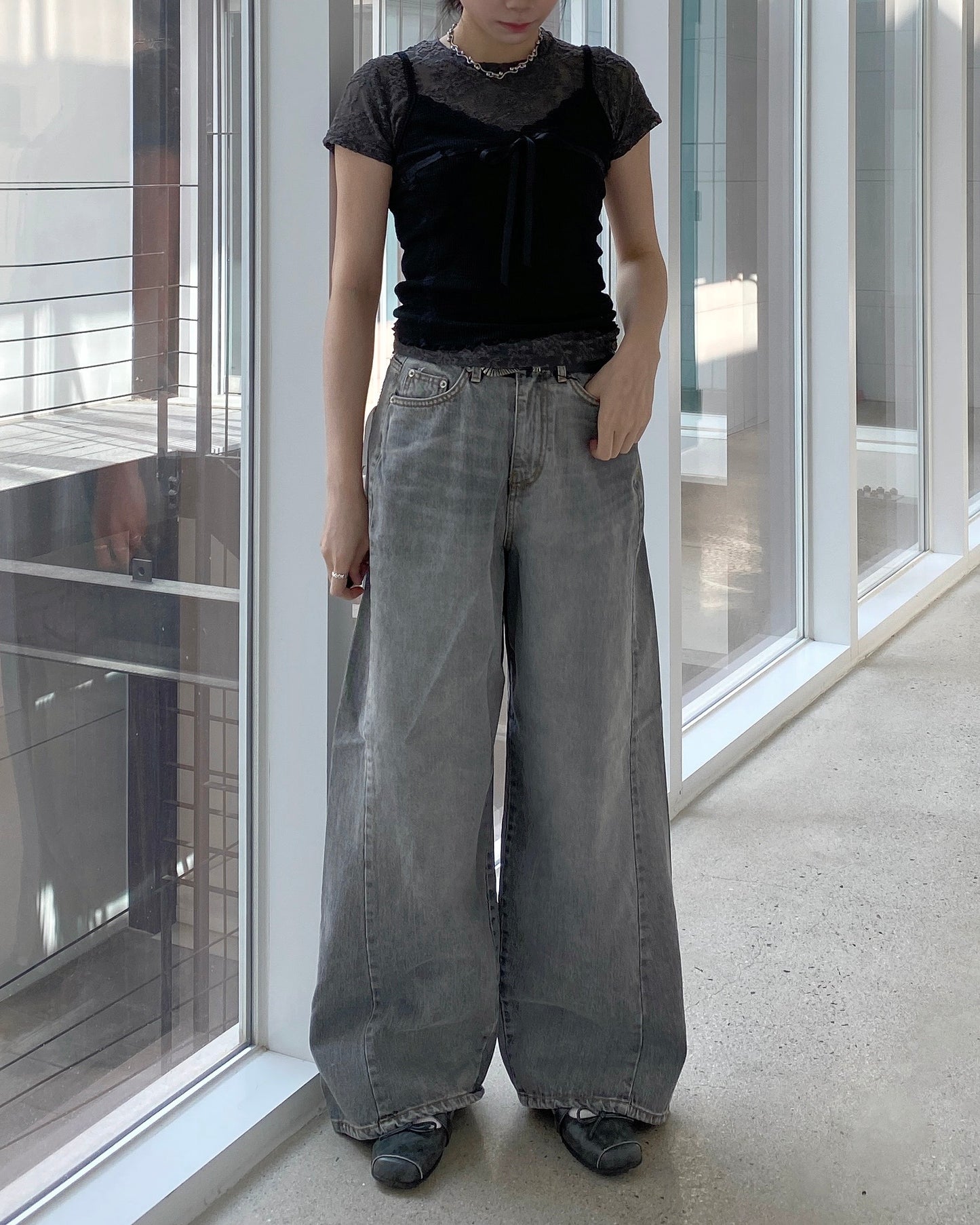 JN058 Irregular Jeans - Blue | charcoal