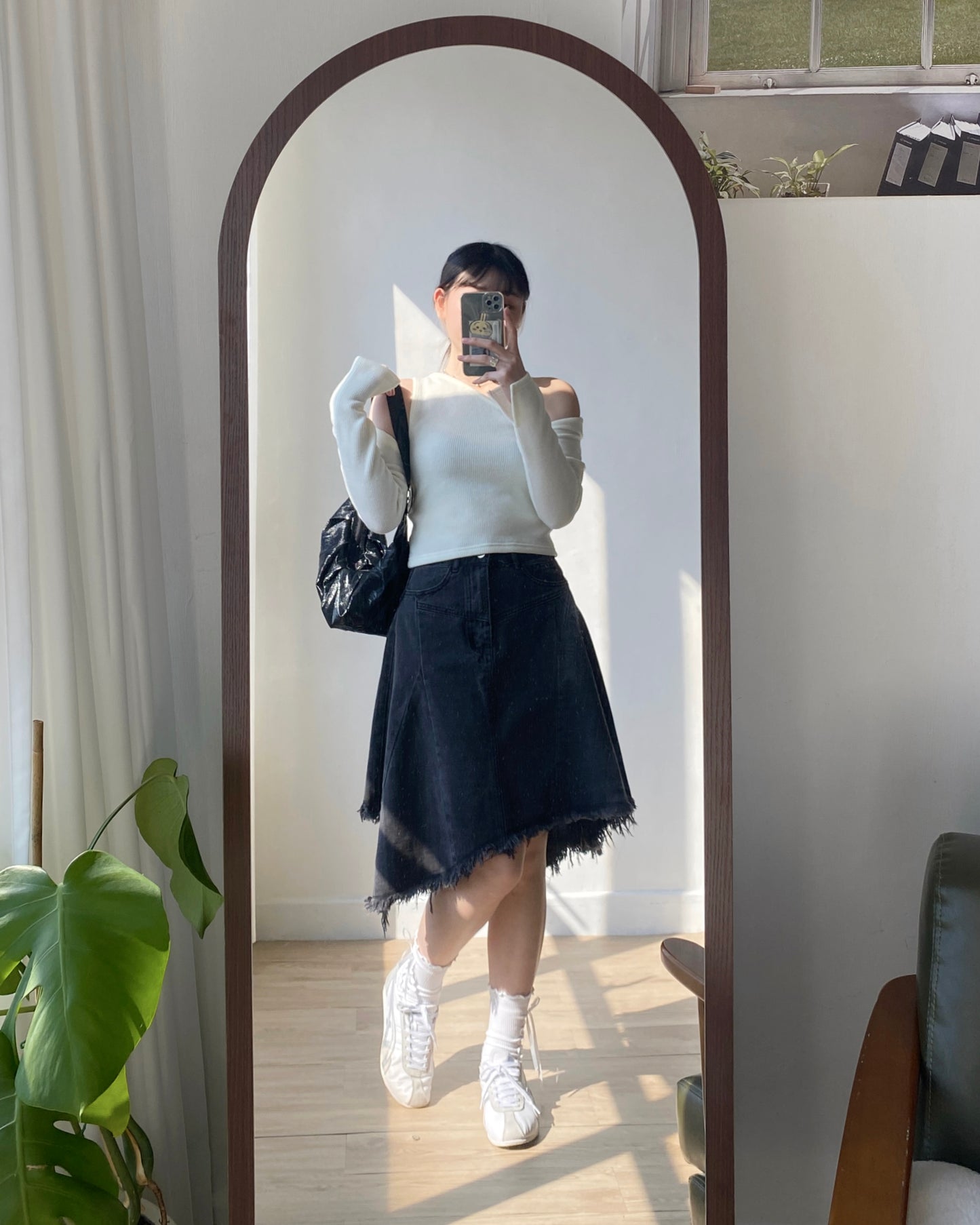 SK181 Irregular Ruffle Skirt - Gray | Black