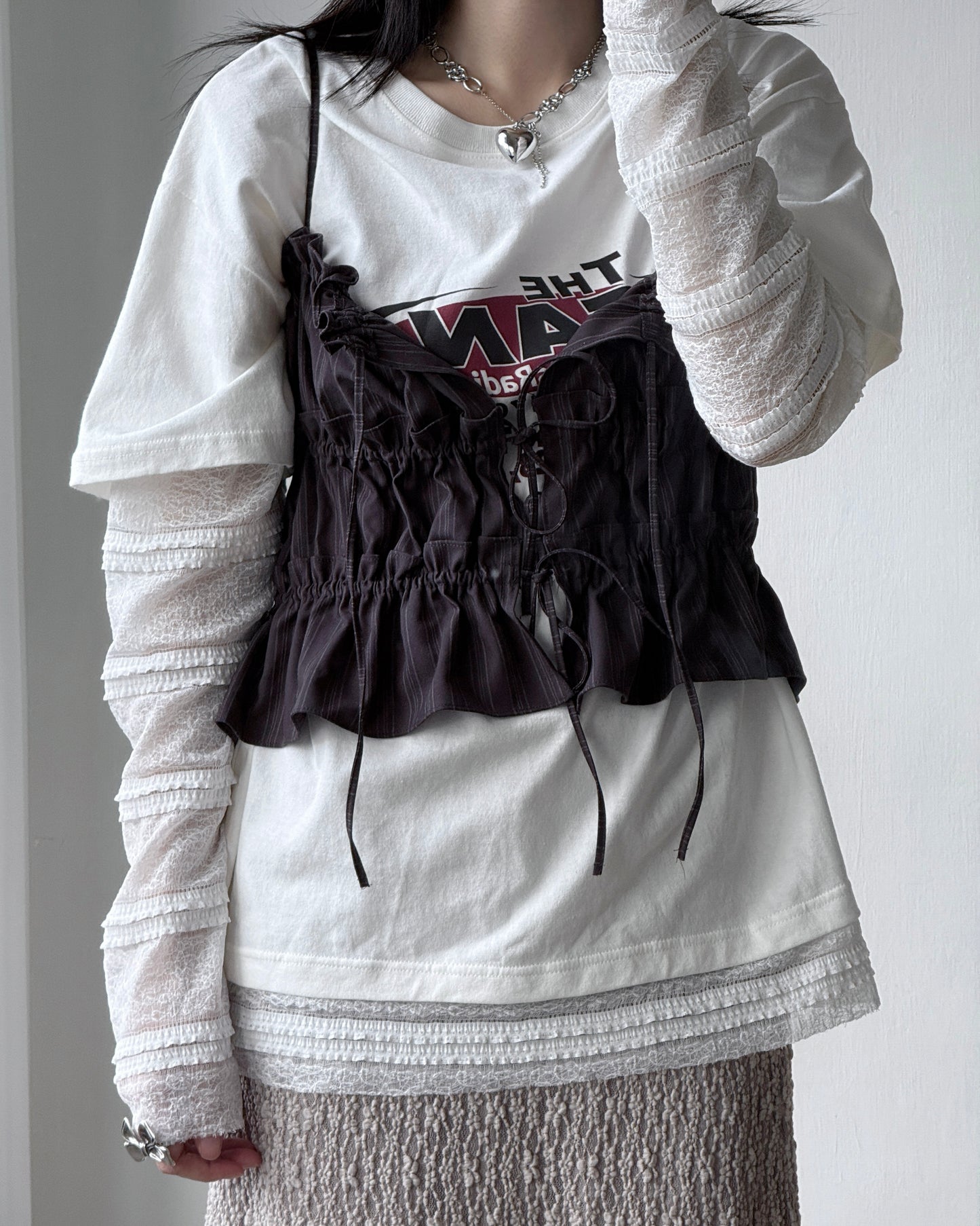 TP552 Layered TEE - Black | White