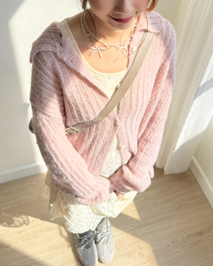 CD058 Fleur Cardigan - Gray | Pink