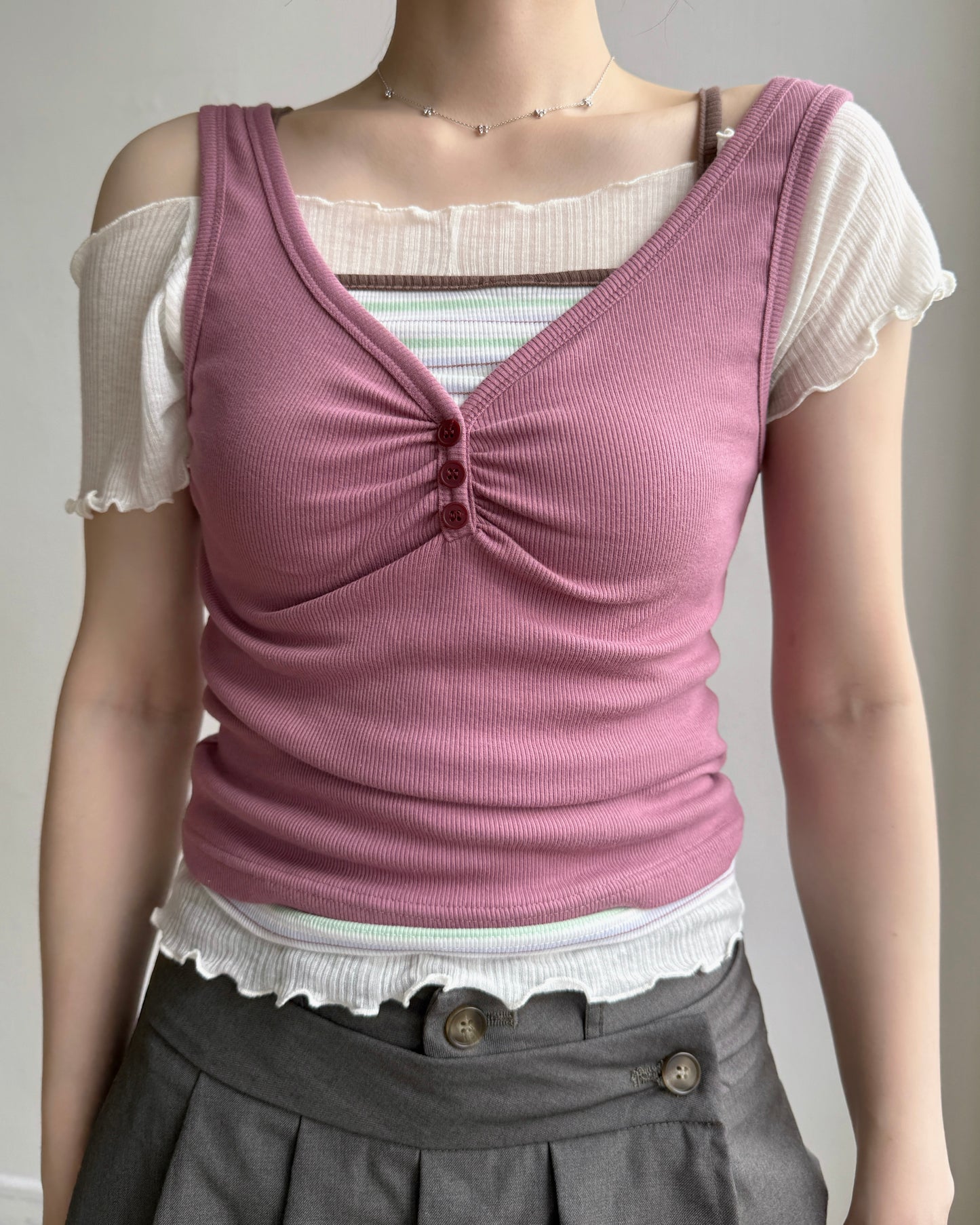 VT293 Striped Vest - Green | Navy