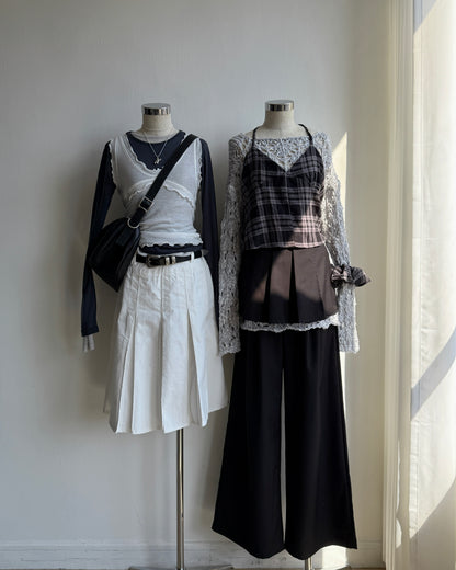 SK214 Pleated skirt - White | Navy | Beige