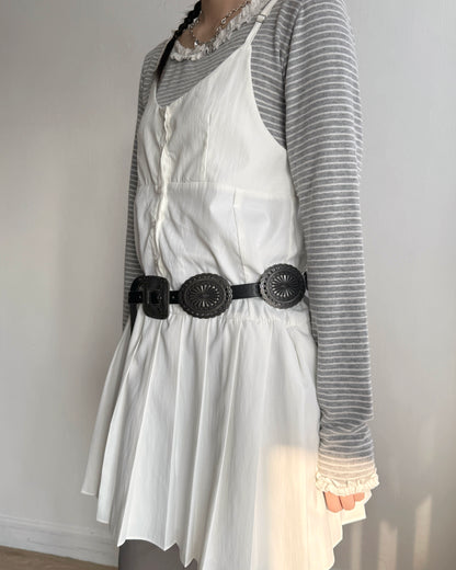 DS288 Button Pleated OPS - White | Black