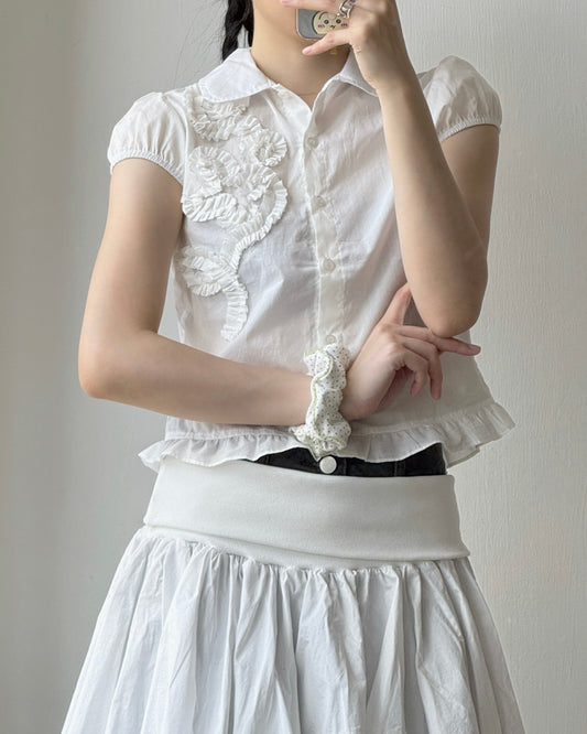 TP599 Embroidery Blouse - White | Black