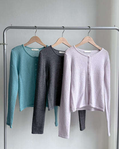 CD057 Alpaca Lily Cardigan - Purple | Turquoise | Gray