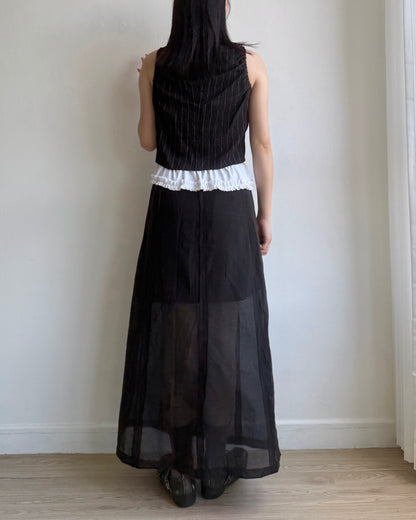 VT251 Sunny Vest Blouse - Ivory | Black