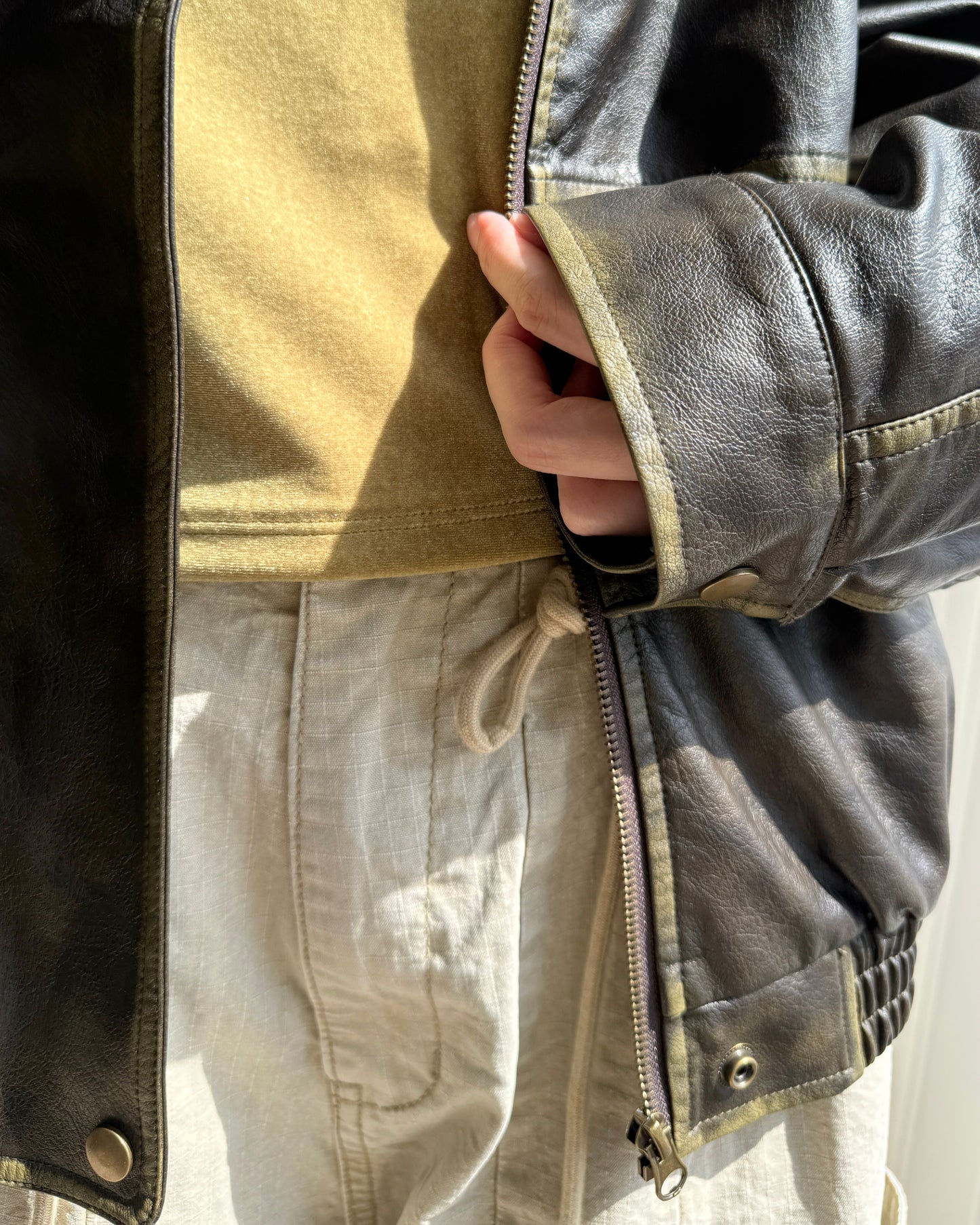 🐏早鳥限定優惠 JK042 Peer Leather Jacket - Dark Brown | Black