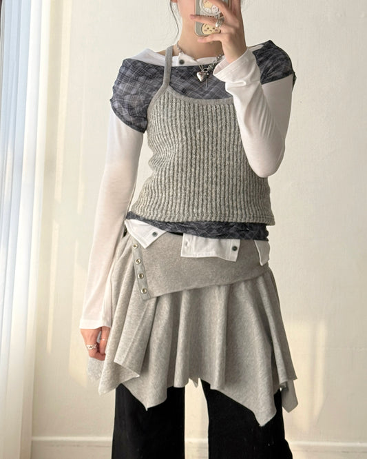 TP569 Folding 2way Skirt / Top - Gray | Black