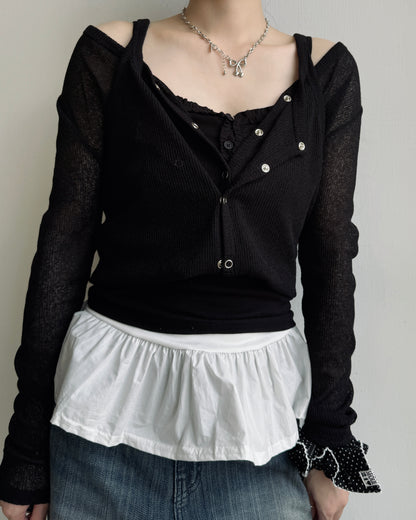 VT302 Two Fold Cardigan - Beige | Blue | Black
