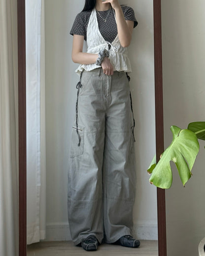 PT084 Unisex Banana Cargo Pants - Beige | Charcoal