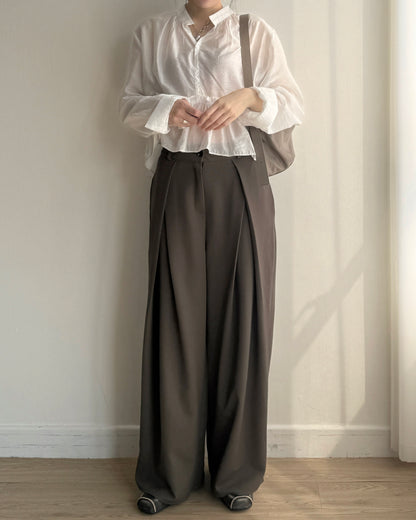 (🧨7-11/2限定優惠) TP568 Ruffle Blouse - White | Khaki | Black