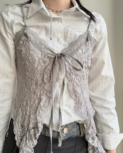 TP574 Cropped Shirt - Khaki | Blue | White