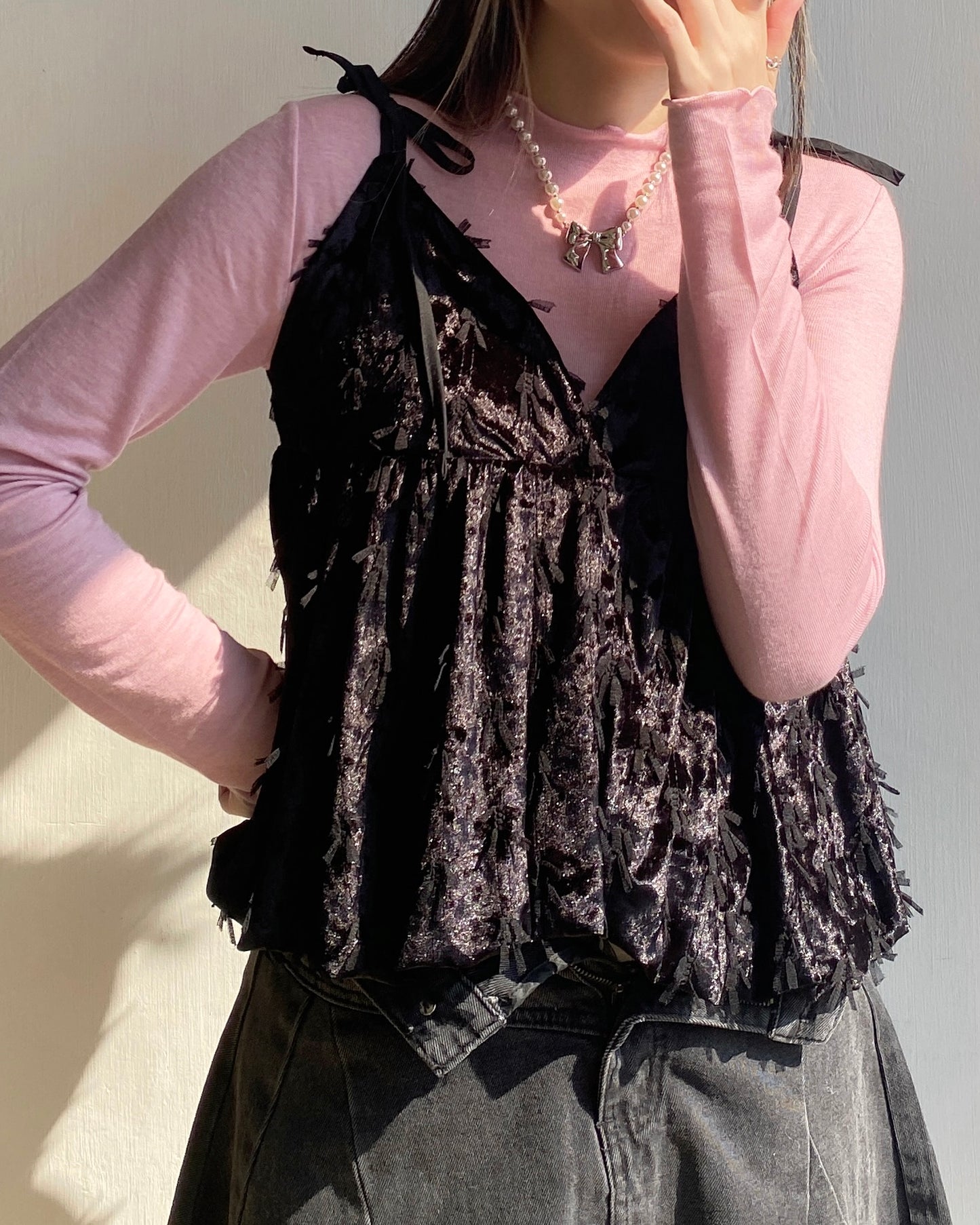 現貨 VT232 Ribbon Vest - Black