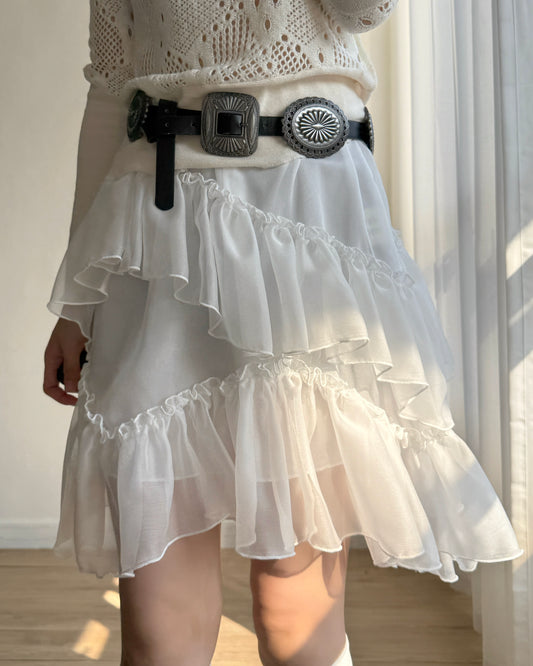 SK210 Cancan Skirt - White | Mocha