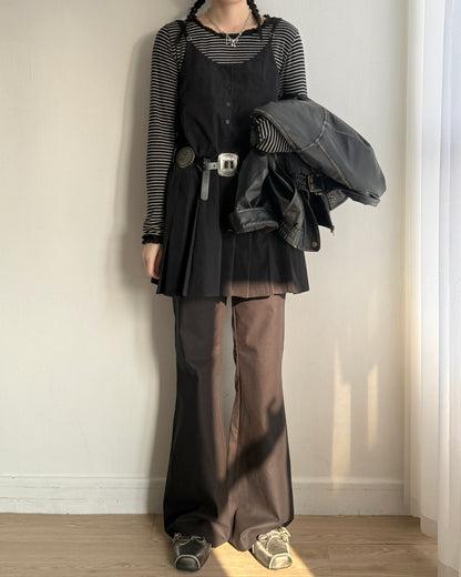 DS288 Button Pleated OPS - White | Black