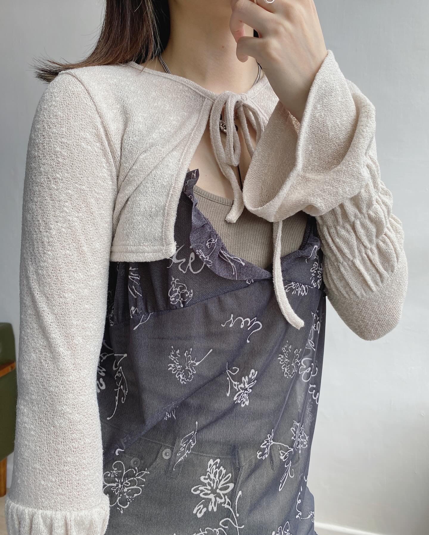 現貨 CD043 Flare Sleeve Crop Cardigan - Brown | Ivory