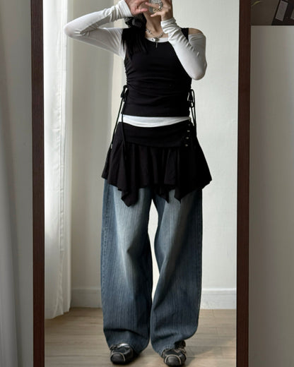 VT274 Ribbed String Vest - White | Dark Gray | Black