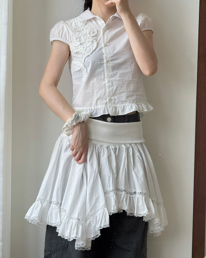 TP599 Embroidery Blouse - White | Black