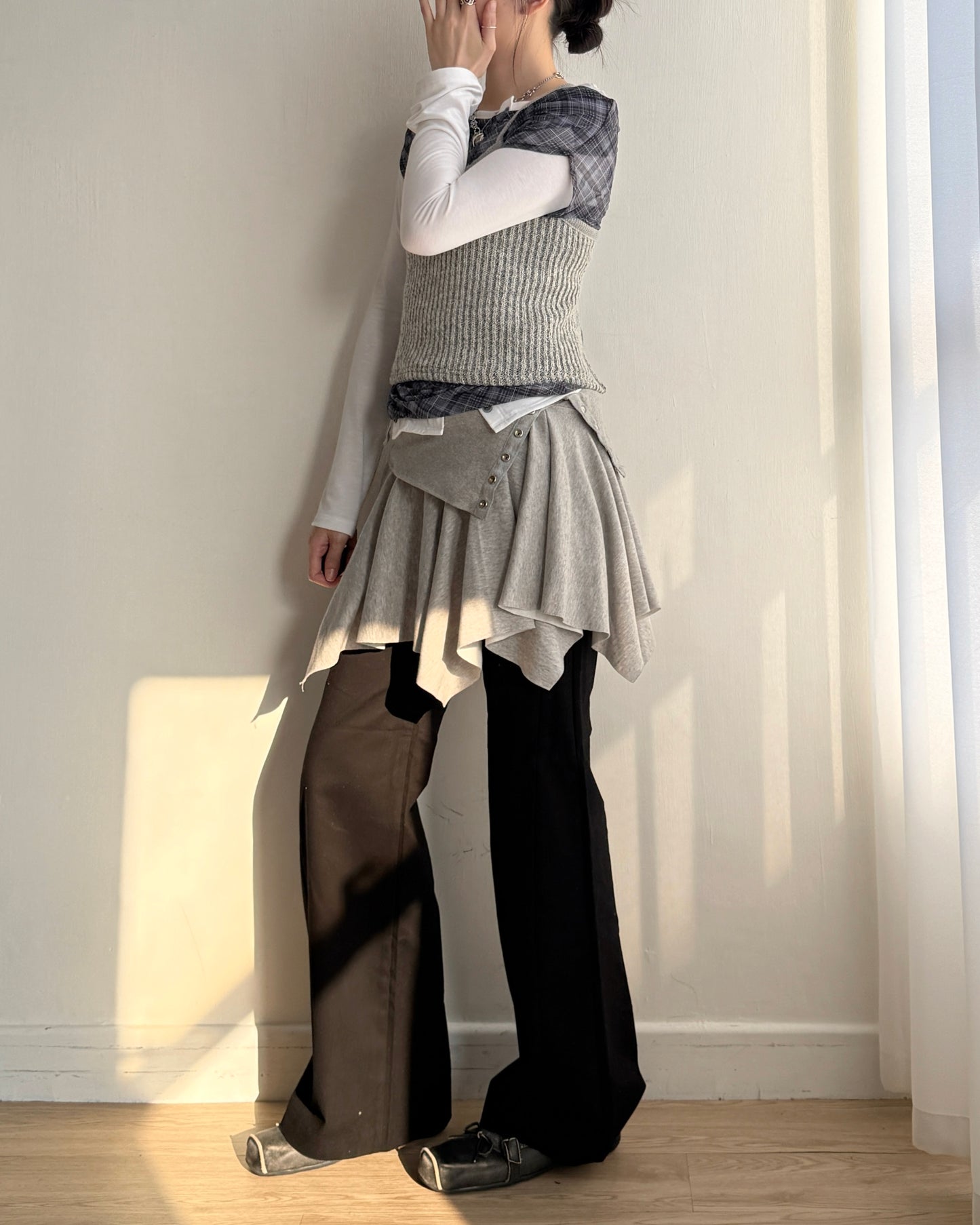 TP569 Folding 2way Skirt / Top - Gray | Black