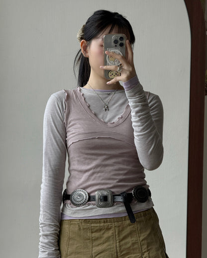 VT277 Ruffle Vest - White | Yellow | Brown | Purple | Charcoal