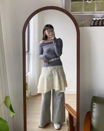 現貨 SK179 Twist Pattern 2Way Skirt - Ivory | Gray