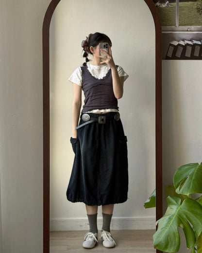 SK215 Balloon Skirt - Dark Denim