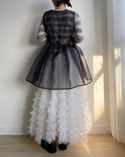 SK182 Bun Frill Skirt - White | Gray | Black