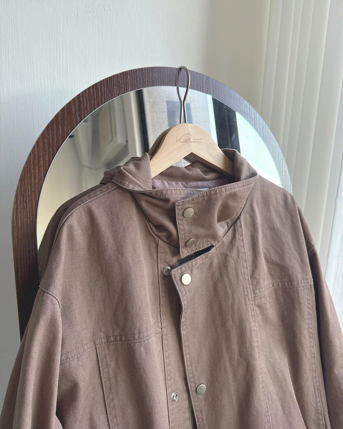 JK047 Amber Washed High Neck Jumper - Brown | Wine
