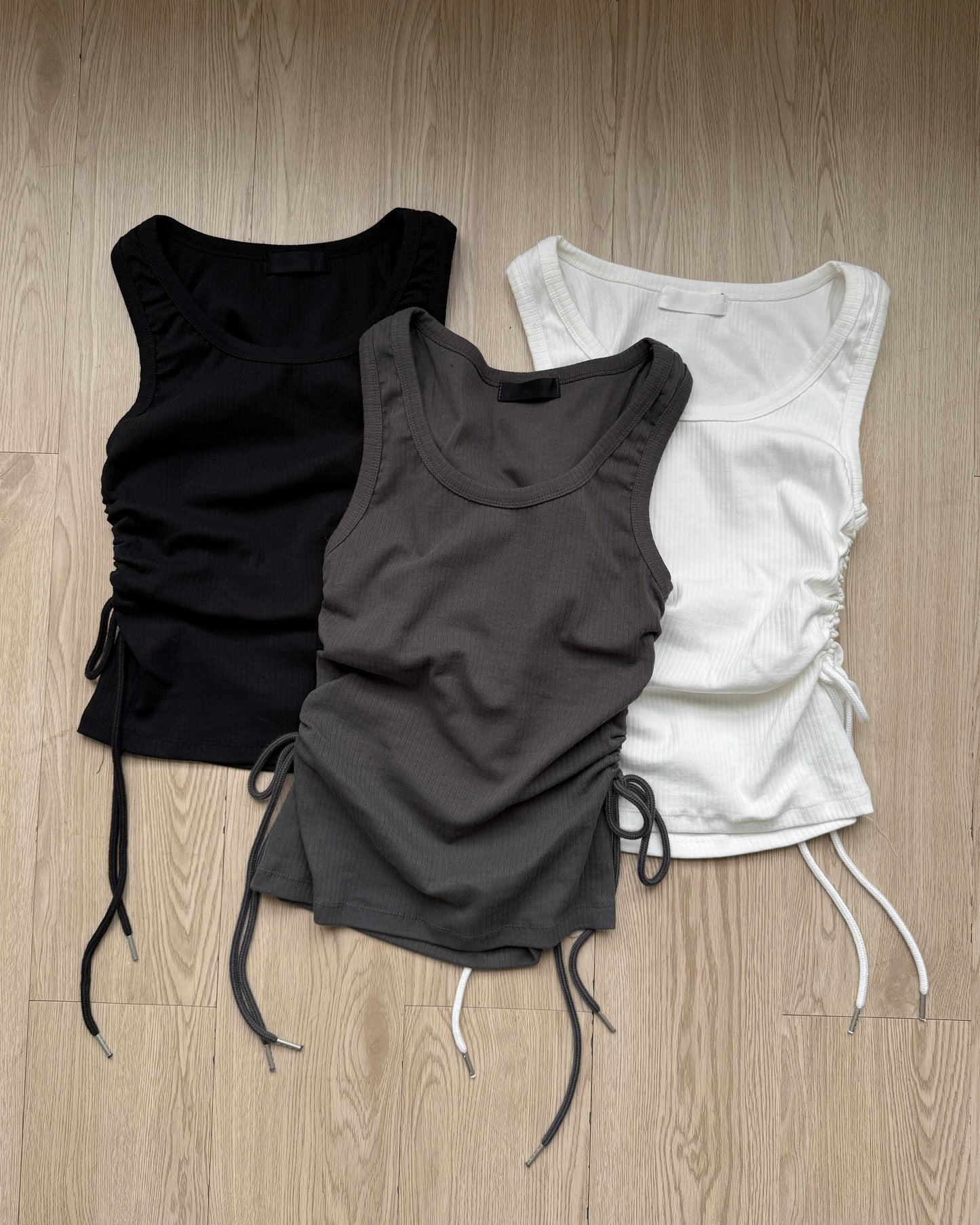 VT274 Ribbed String Vest - White | Dark Gray | Black
