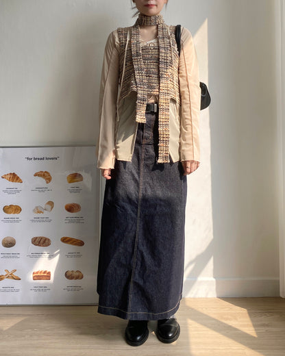 現貨 VT227 Stripe Vest - Beige | Navy