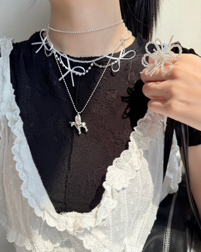 TP579 Floral Lace TEE - White | Black