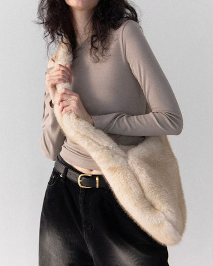 BG033 MoMo Fur Bag - Ivory | Brown