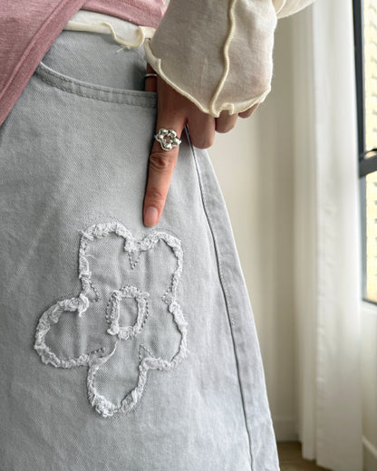 🩵牛仔褲限定優惠 JN061 Floral Jeans - Gray