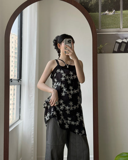 VT297 Floral Vest OPS - White | Black