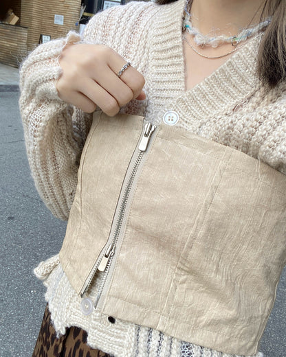 現貨 TP489 PU Leather Tube Top - Ivory