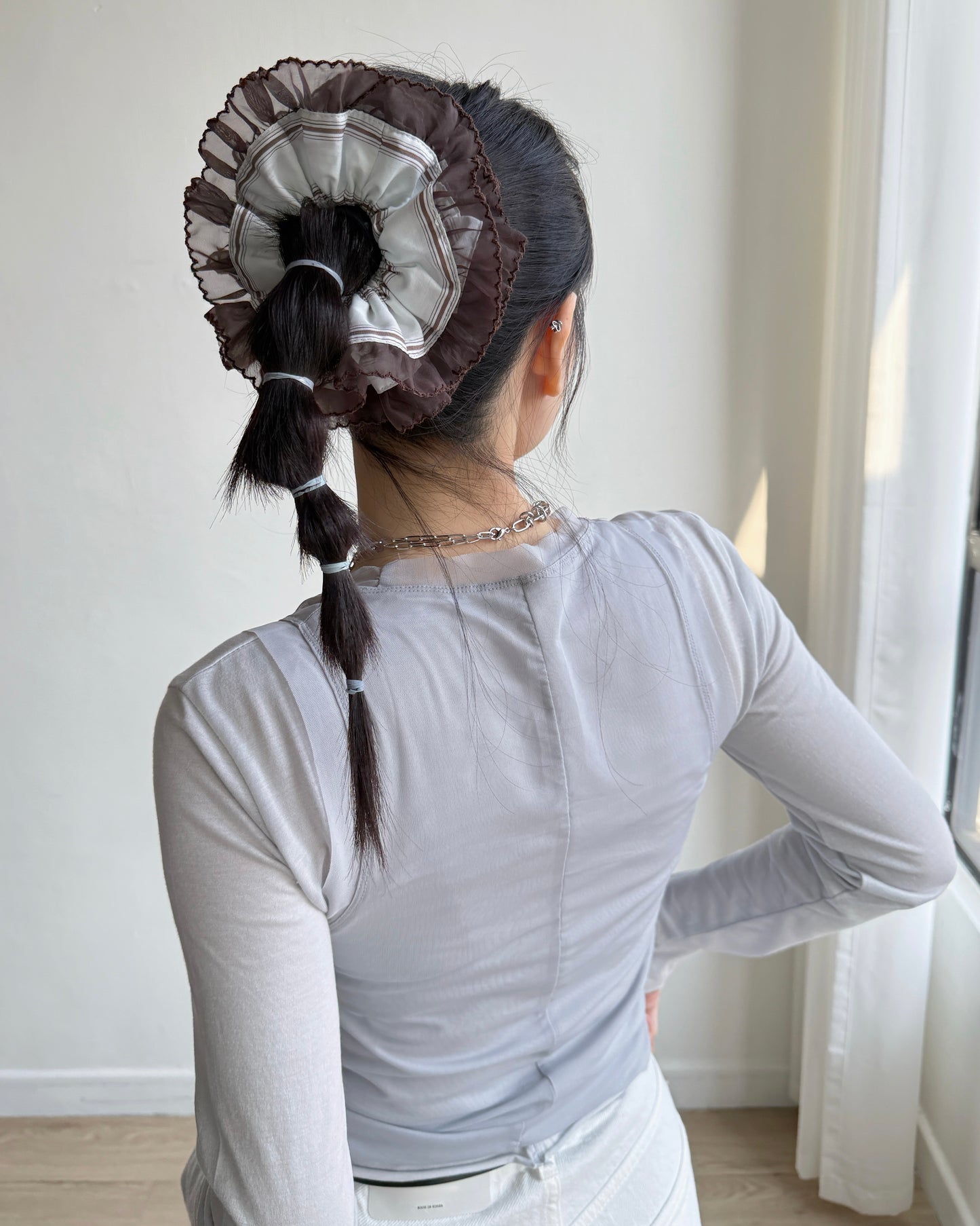 TP577 Mesh Shirring Twinset - White | Gray | Black